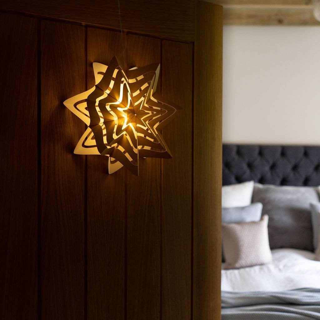 Gold Needle Lit LED Paper Hanging Lantern Duluth Studio Market