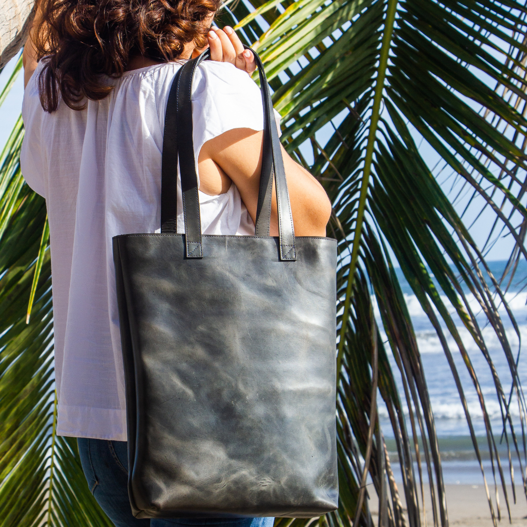 Fair trade leather tote outlet